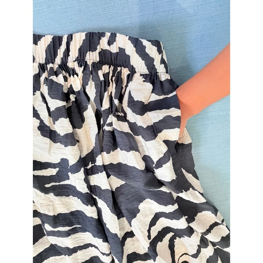 Primark Paula Echevarria Zebra Print Maxi Skirt Black White XS Elastic‎ Waist